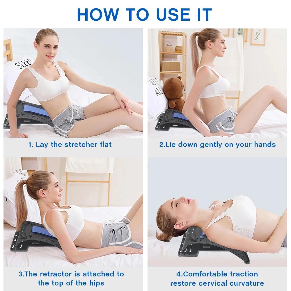 Cervical Traction Device Lower Upper Lumbar Spine Support Pillow 4-Level Adjustable Back Massager Home Use Neck Bone Stretcher