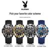 Playboy Men's Multi-Function Waterproof Sports Watch with Large Dial and Three Eye Design.