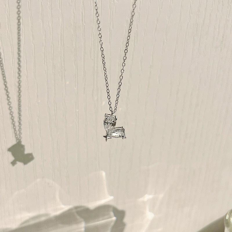 Halskette aus reinem 999er Sterlingsilber mit Sternzircon, Damenmode, All-Match-Schlüsselbeinkette, Ins-Stil, Anhänger mit speziellem Design