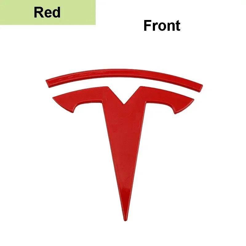 Bilklistremerke Tesla Metall Dekkbart Frontlogo Embleme Klistremerke for Tesla Modell 3 Modell Y Bakre Bagasjeromsskilt Karbonfiber Dekal Eksteriør