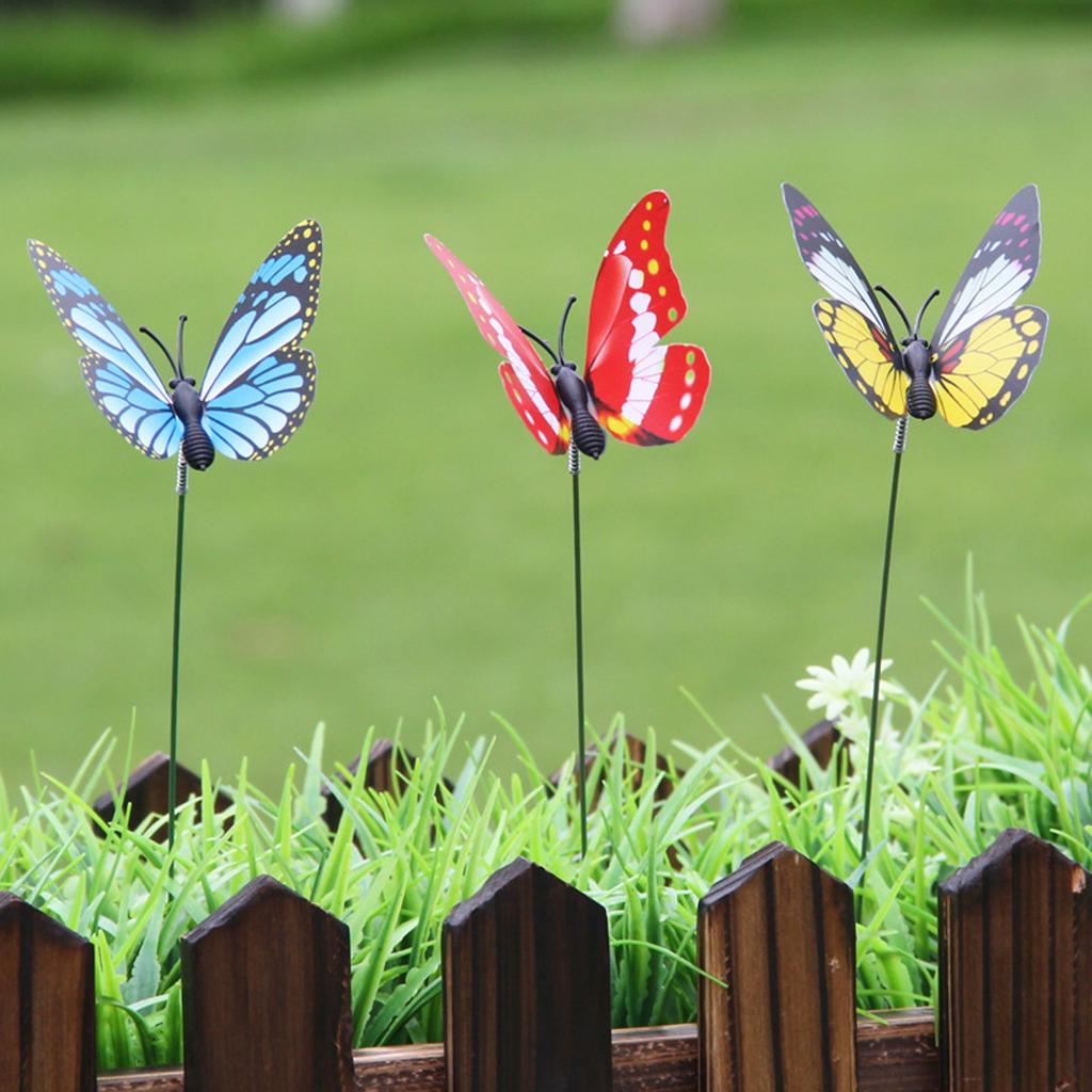 50 Stück Schmetterlingsstecker - Wasserdichte Garten-Schmetterlingsdekorationen für Hof, Innen- und Außenbereich, Terrasse, Blumentöpfe, Blumenbeete (Zufällige Farben)