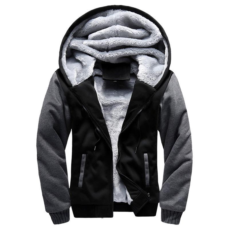 Herren Kapuzen-Fleece-Sweatshirt Lässig Langarm Reißverschluss Oberbekleidung