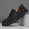 Men's Hand-stitched Slip-on Leather Loafers - Outdoor Casual Flat Driving Shoes, Plus Size Available.