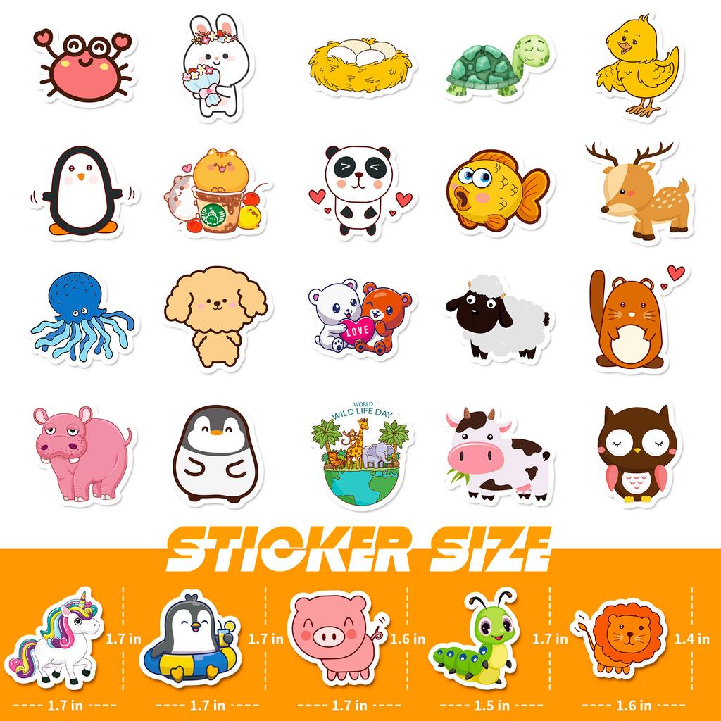 100 Small Size 4cm New Animal Hedgehog Mix Stickers Cute Cartoon Animal Collection Stickers
