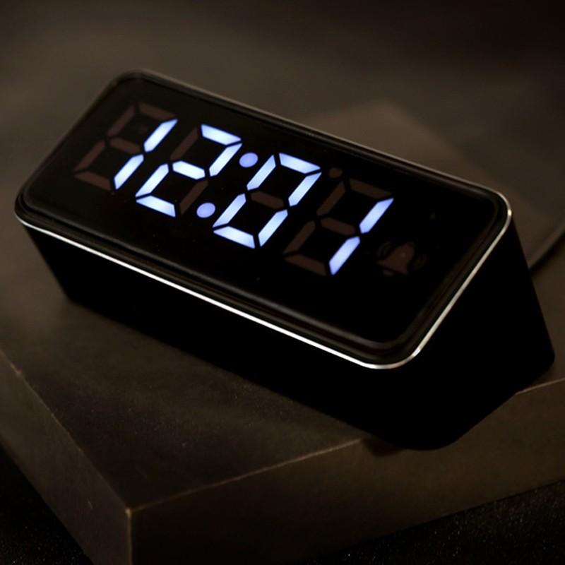 

Простое портативное электронное зеркало-будильник светодиодные цифровые часы для хранения энергии чёрный
