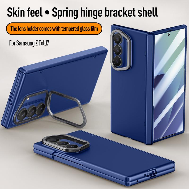 For Samsung Galaxy Z Fold 7 With Privacy Tempered Glass Film Full Protect Ultrathin Phone Case Spring Hinge Camera Holder Cover