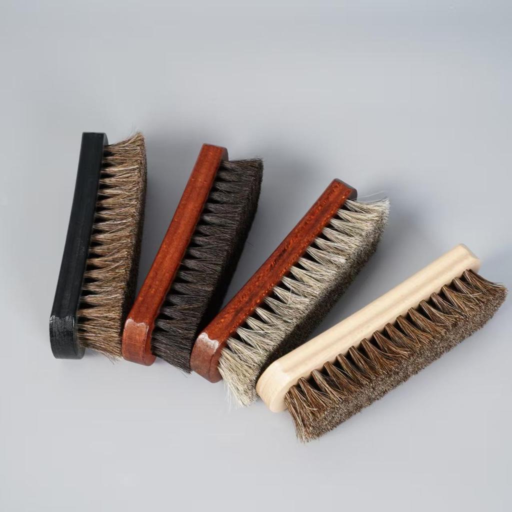 Beech Wood Horsehair Shoe Brush for Leather Care - Soft Bristles
