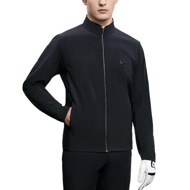 FILA Solid Color Stand Collar Golf Jacket Men Jackets Deep-Black A11M345502FBK