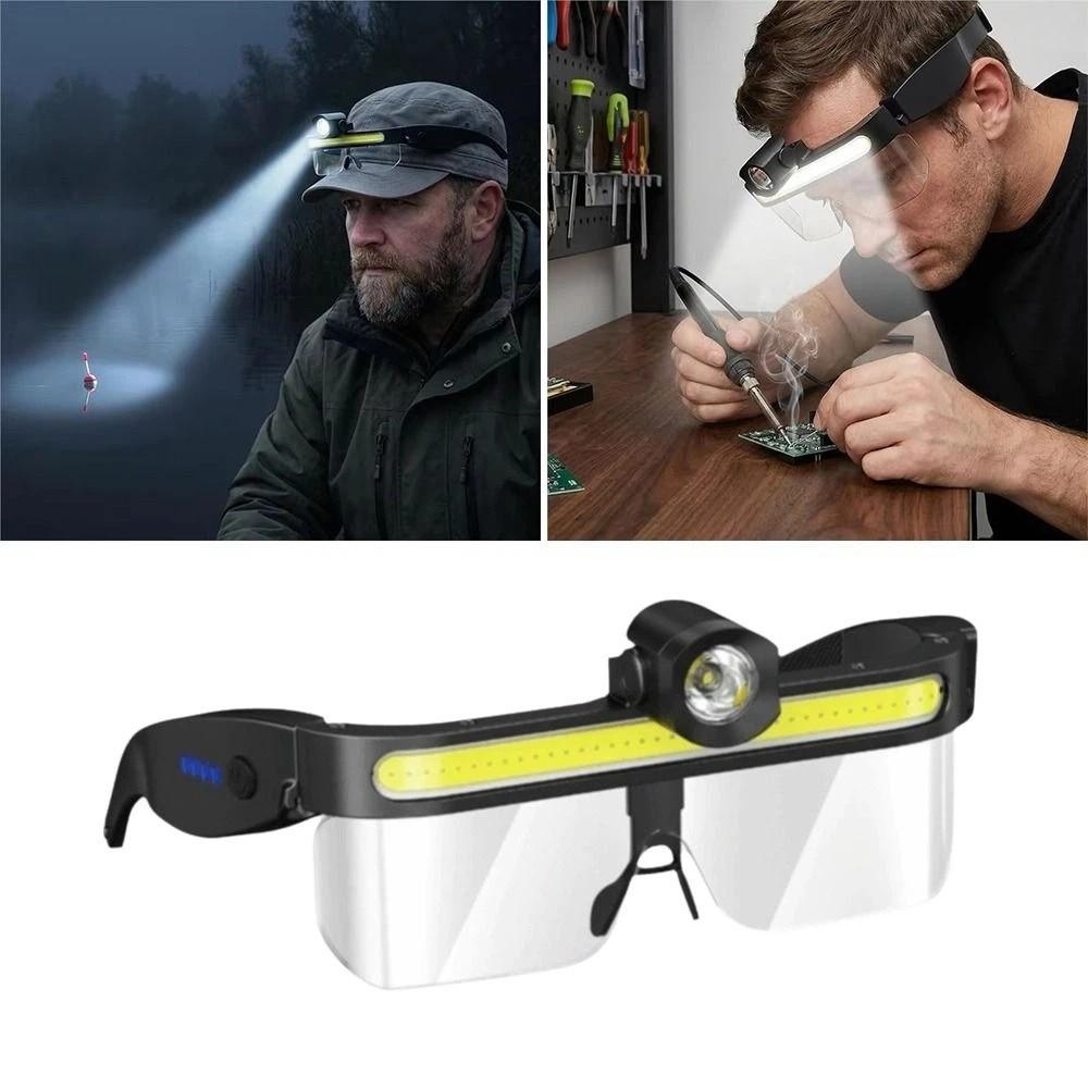 Lightweight Intelligent Sensing Headlight Comfortable Waterproof LED Headlight Glasses Hands-Free Adjustable