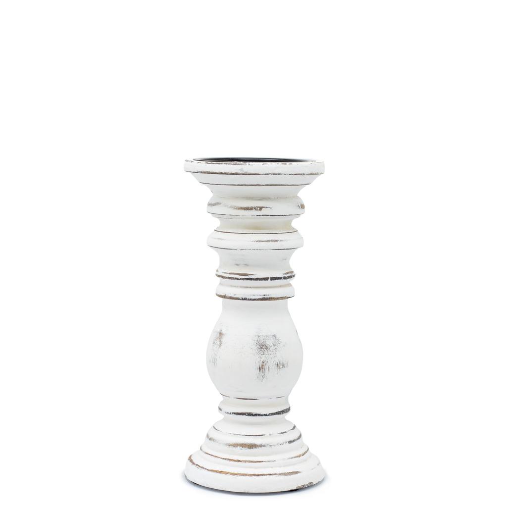 Mango Wood Candle Holder Whitewashed Distressed 23x10cm