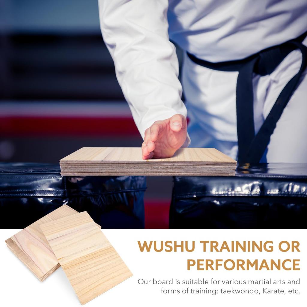 LIOOBO Breaking Boards for Karate and Taekwondo - 10-Piece Set, 3mm Thick, Easy to Break, Wooden Board Breaking, Demonstration, Beginner, Child, Kids,