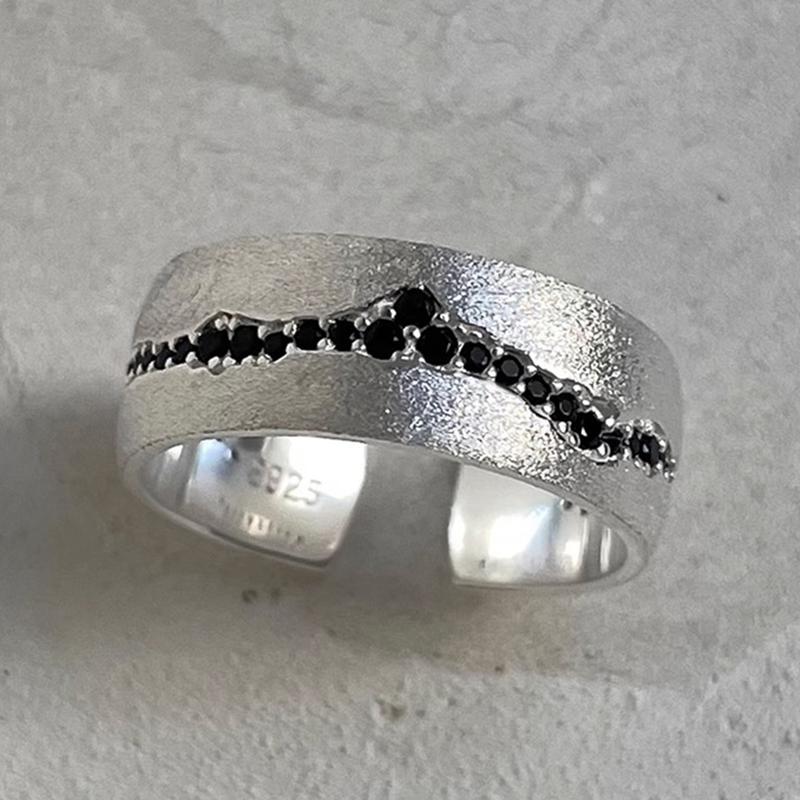 PANJBJ 925 Sterling Silber Dicker Doppelring für Damen Mädchen Geschenk Minimalismus Neutral Öffnend Breiter Schmuck Dropshipping