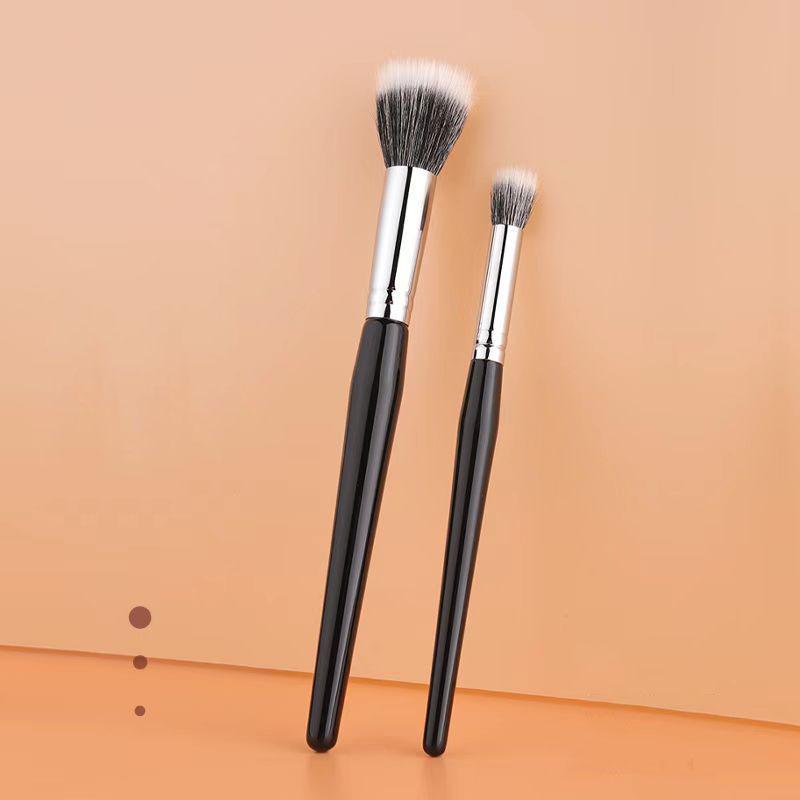 Pudra Allık Fırçası Çift Katlı Yün İnce Açık Tepe Düz Başlıklı Detay Halo Boya Makyaj Fırçası