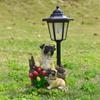 Garden Statue with LED Solar Lamp Weather Resistant Automatic Charging Outdoor Patio Sculpture Decor LED Light