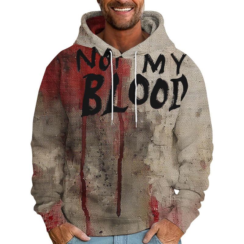 Vintage 3D It'S Not My Blood Bloody Letter Patterns Printed Sweatshirts Hoodies For Men Clothes Y2k Top Pullovers Spring And Autumn Boy Tees Clothing