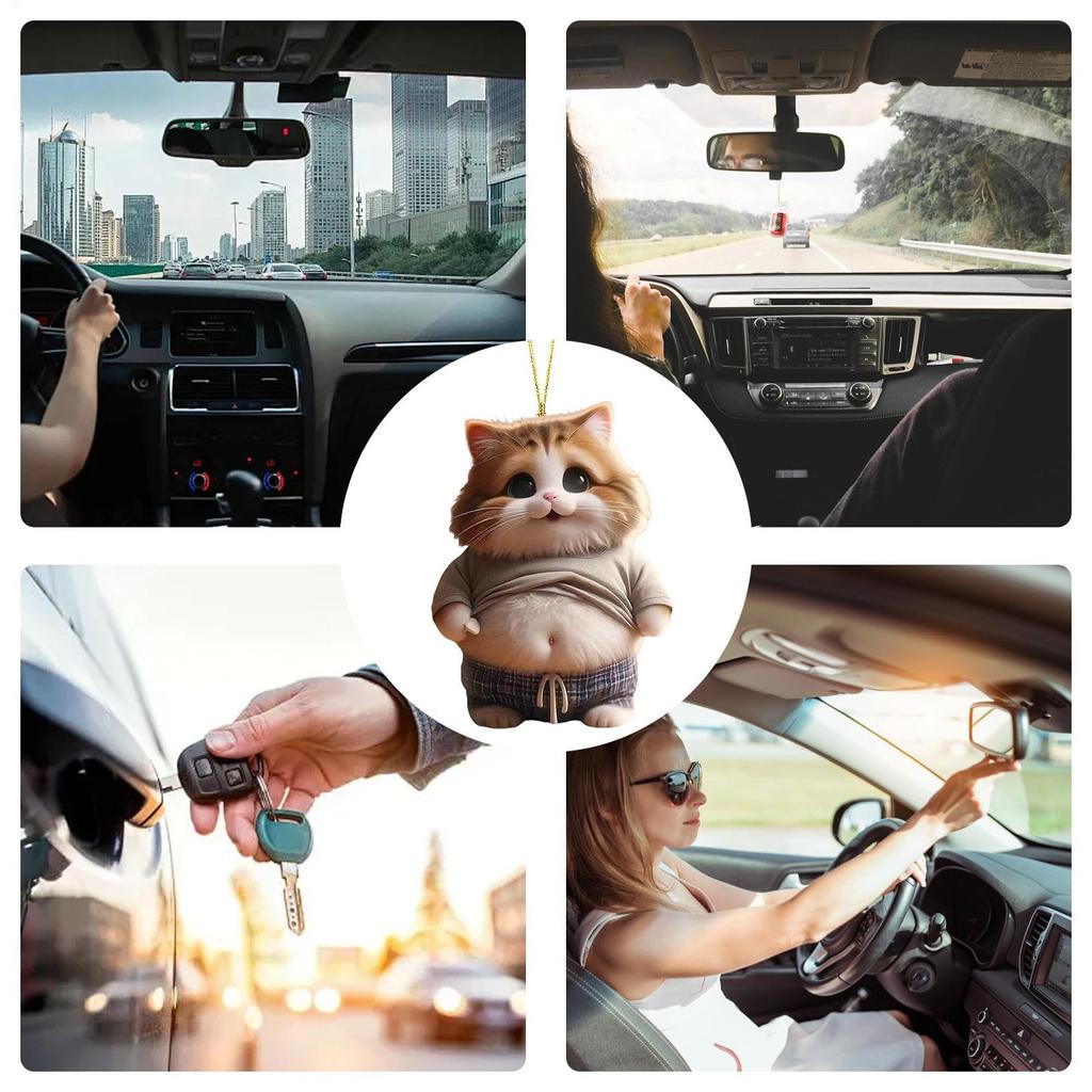Fat Cat Dog Car Rear View Mirror Decoration Car Hanging Ornament Car Hanging Mirror