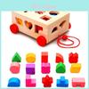 Wooden Building Block Trolley Toy With Storage For Kids Learning And Development