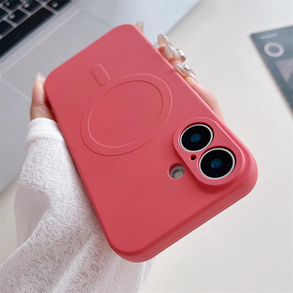 Liquid Silicone Case For iPhone 16 15 14 13 12 11 Pro Max Plus Phone Magnetic Wireless Charger For Magsafe Shockproof Back Cover