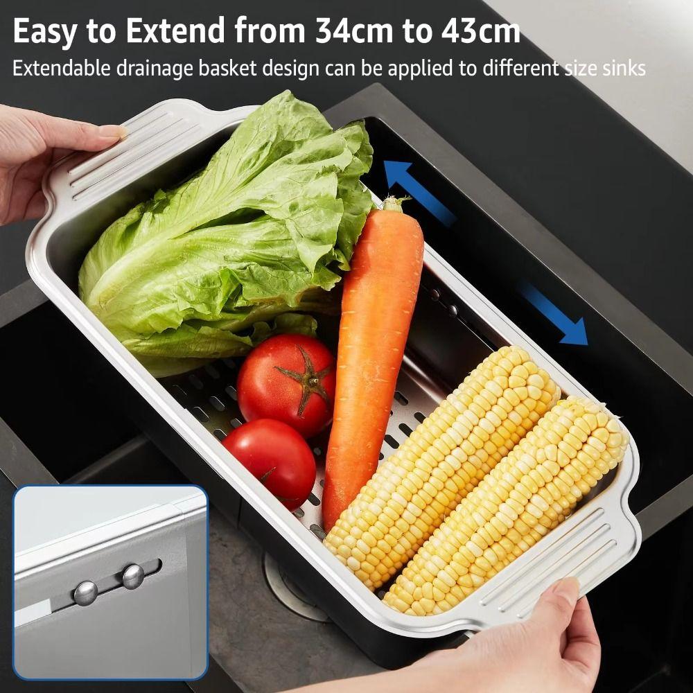 Retractable Extendable Dish Drainer Thickened Kitchen Sink Rack Over Sink Organizer  Plates