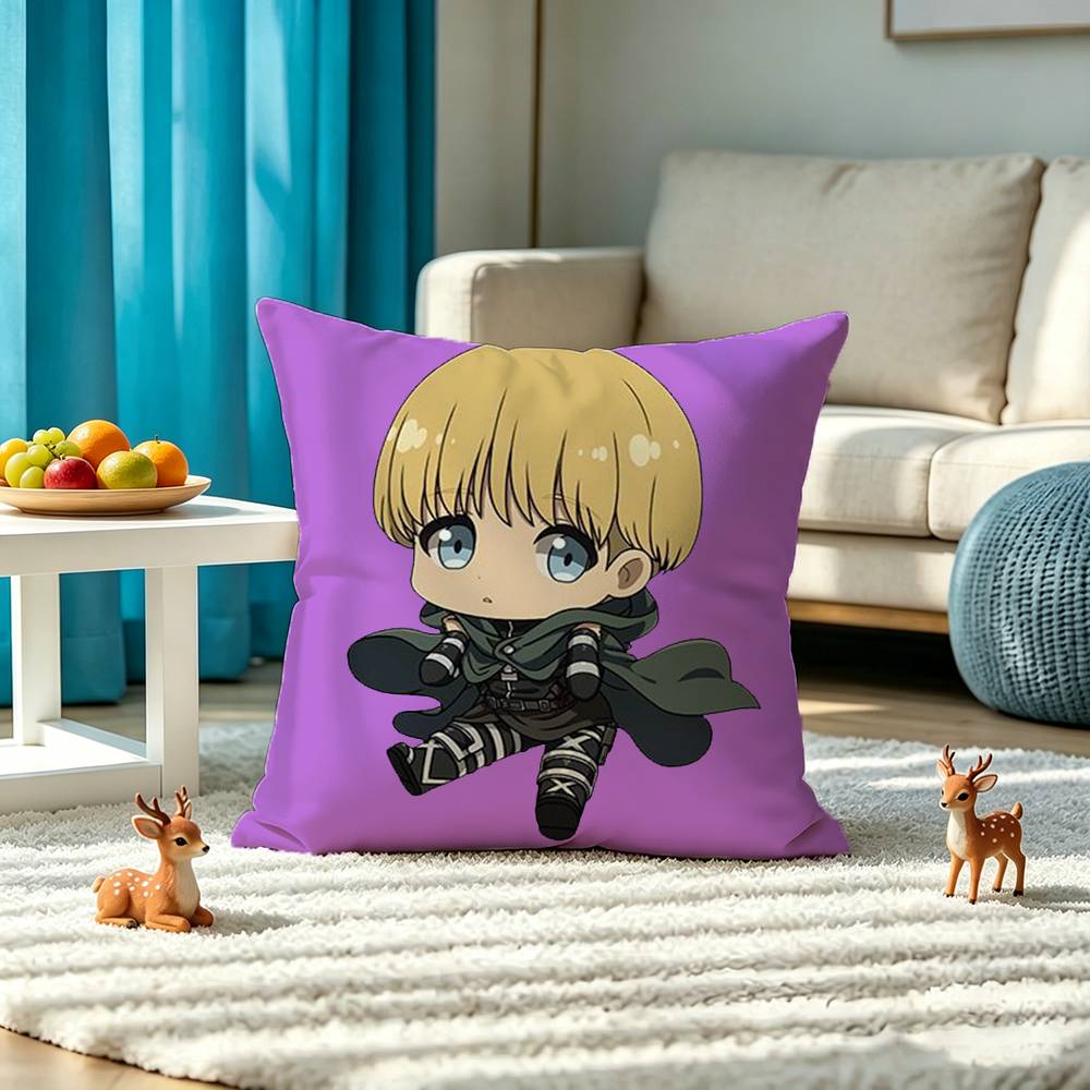 A-AOT Armin Arlert Square Double-Sided printed Pillow Case Bedroom Bedside Pillow Sofa Cushion Cover