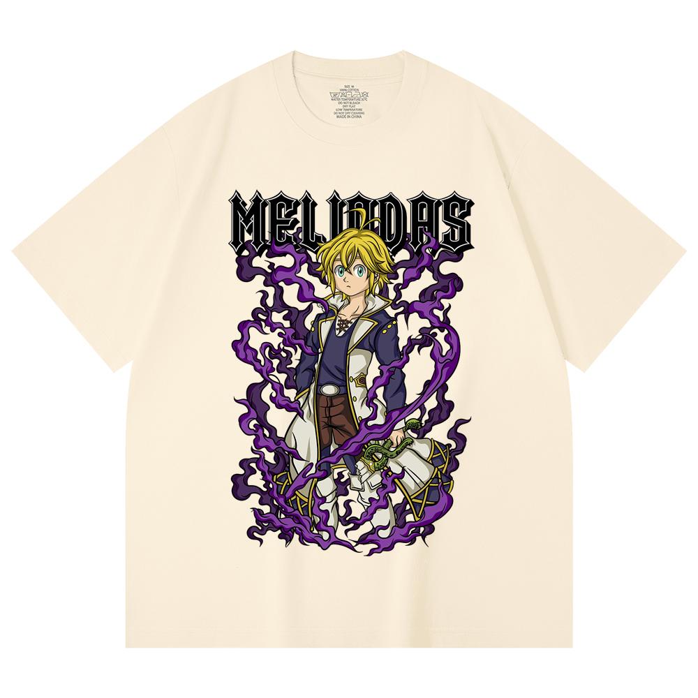 

230 Gsm 100% Cotton Seven Deadly Sins V7 Meliodas Print Unisex Heavy Cotton T Shirt XS абрикосовый