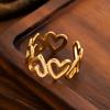 Women Adjustable Ring Anti-Oxidation Lightweight Comfortable Ring Hollow Heart Shape Exquisite Process Ring