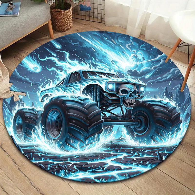 

BadBeastTruck Round Area Rug,Carpet Rug for Living Room Bedroom Sofa Playroom Decor,Non slip Floor Mat 80cmx80cm