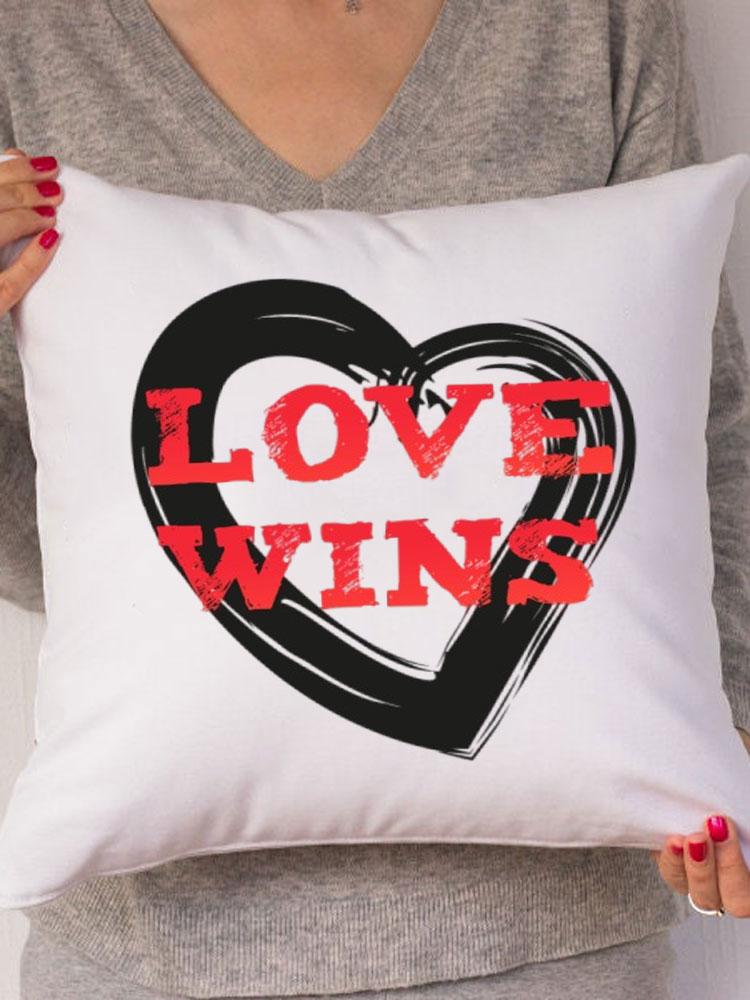 Rainbow Love Wins Pillow Cover for New Couple Bedroom Home Decor Love Pillowcase Tic Tac Toe Love Wedding Gift Pillows 45*45CM