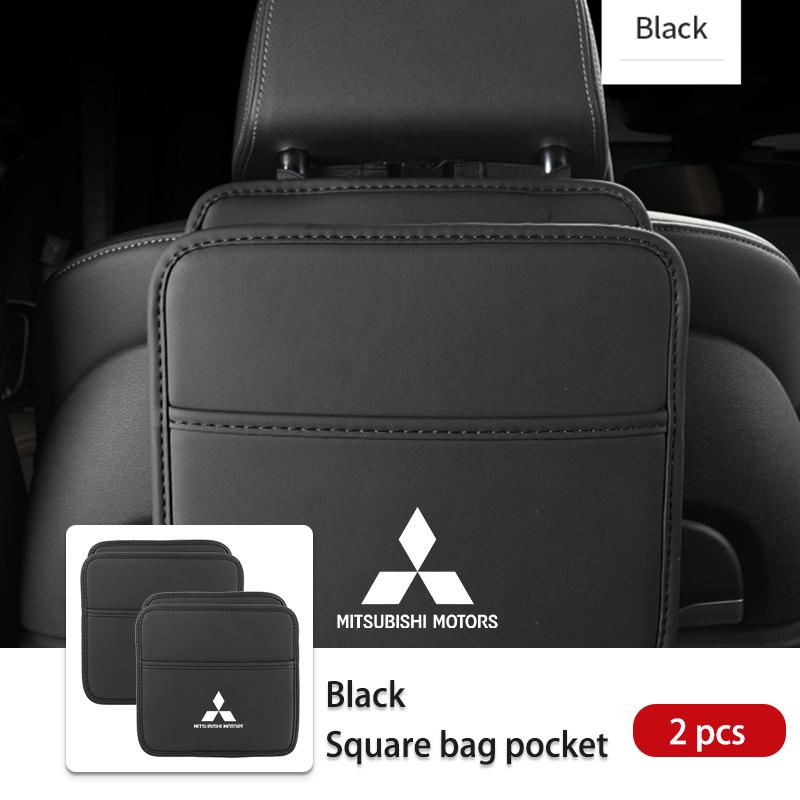 Cwvjgx1 For Mitsubishi Car Logo Seat Back Storage Leather Multifunction Hanging Box Accessories Outlander Lancer Cross Colt Xpander