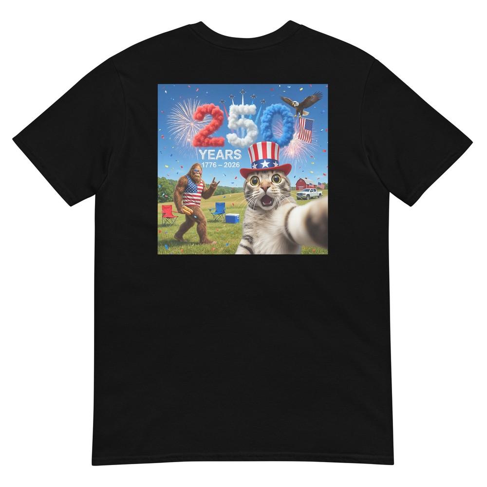 Patriotic Cat Selfie Bigfoot 250th Anniversary 17762026 Usa Tshirt S