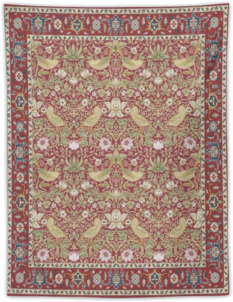 Arazzo da Parete con Piante Vintage, Classico Medievale Vintage Motivo Floreale Moderno Arredamento Murale, Floreale Retrò Arredamento per la Casa Per