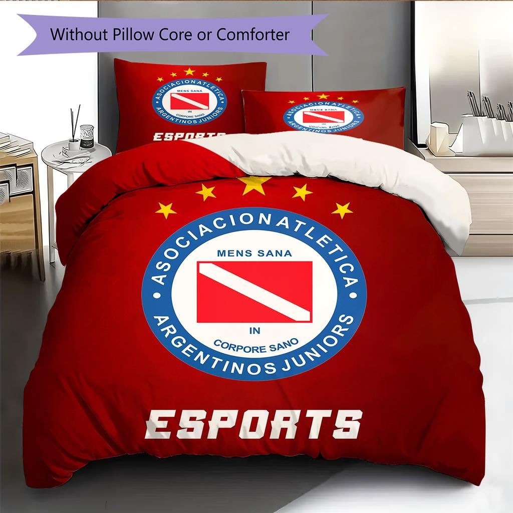 Argentinos Juniors Pattern Bedding Quilt Set Home Decoration Gift (1 * Duvet Cover + 2 * Pillowcase Without Core)