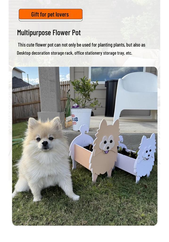 Garden Art Dog and Cat Flower Pot Set