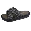 2025 new cross non-slip one-word beach sandals for women's high-end sense of national style thick-bottomed cool slippers for women's summer wear