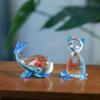 Creative Mini Handcrafted Glass Fish Figurine Cute Transparent Fish Ornaments Desktop Decoration Home Office Decor Figurine New