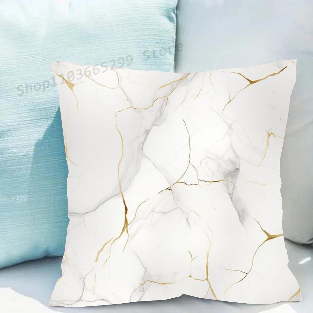 1 Stück Nordic Mode Gold Marmor Kissenbezug Quadratisch Schlafzimmer Sofa Freizeit Komfort Kissen Auto Wohnzimmer Heimdekoration