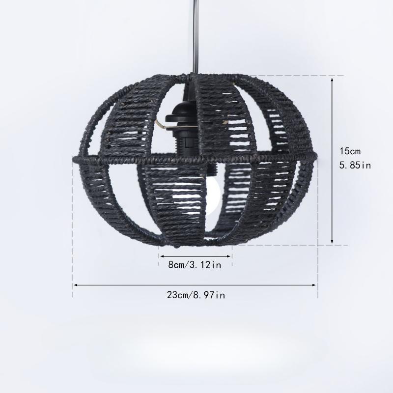 Hand Knitting Imitation Rattan Replacement Shade for Pendant Light Vintage Bulb Guard Ceiling Oval Plastic Shade DIY