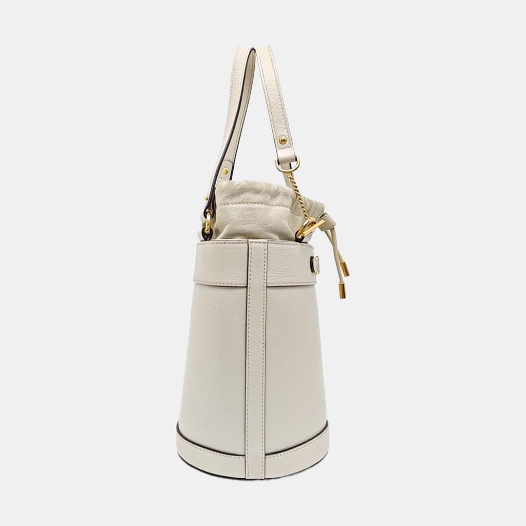 [Pre-Owned] Horsebit 1955 Vintage Gold Buckle Drawstring Leather Bucket Bag - Very Good #FB0RHE