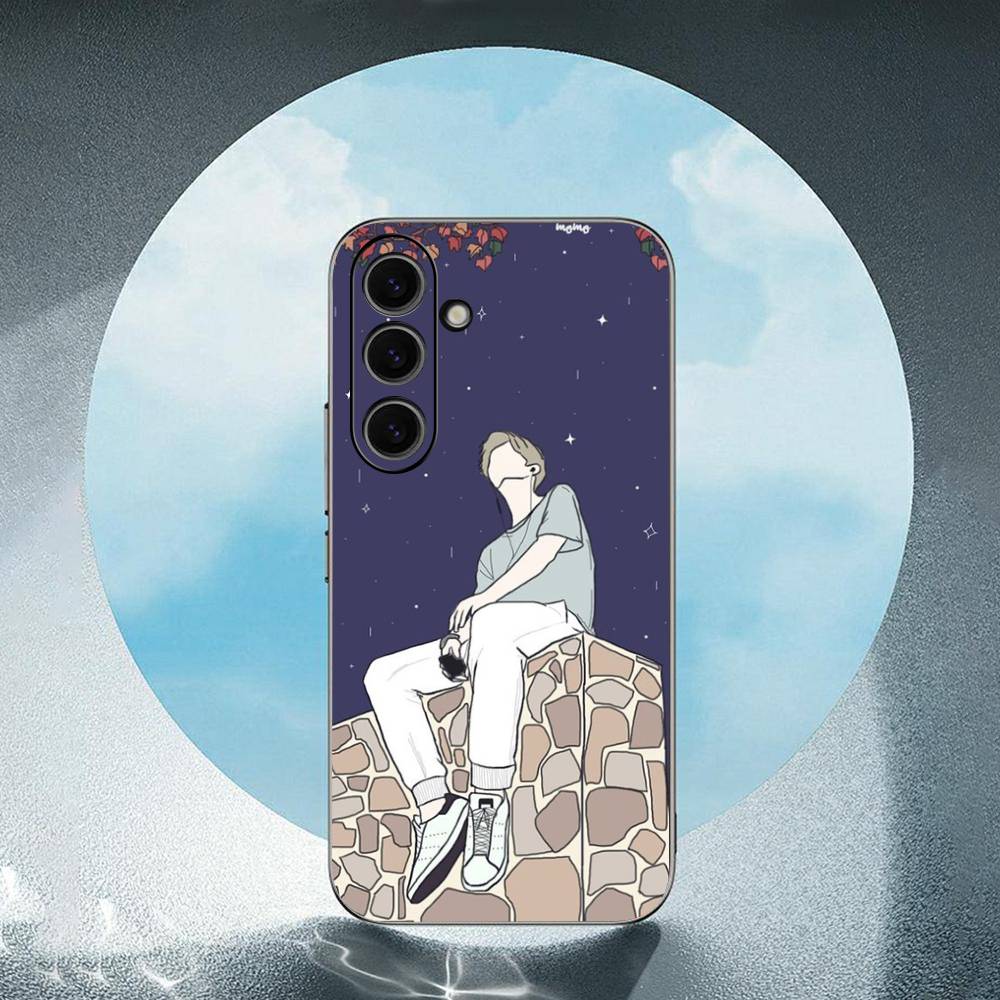 Cute Korean Style Font Luxury Black Phone Case For Samsung Galaxy S23 S24 S25 Ultra S22 Plus S21