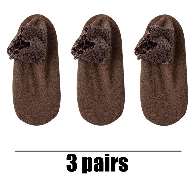 Women's Autumn Winter Thickened Warm Fleece Socks Lace Ankle Socks Non-slip Floor Socks