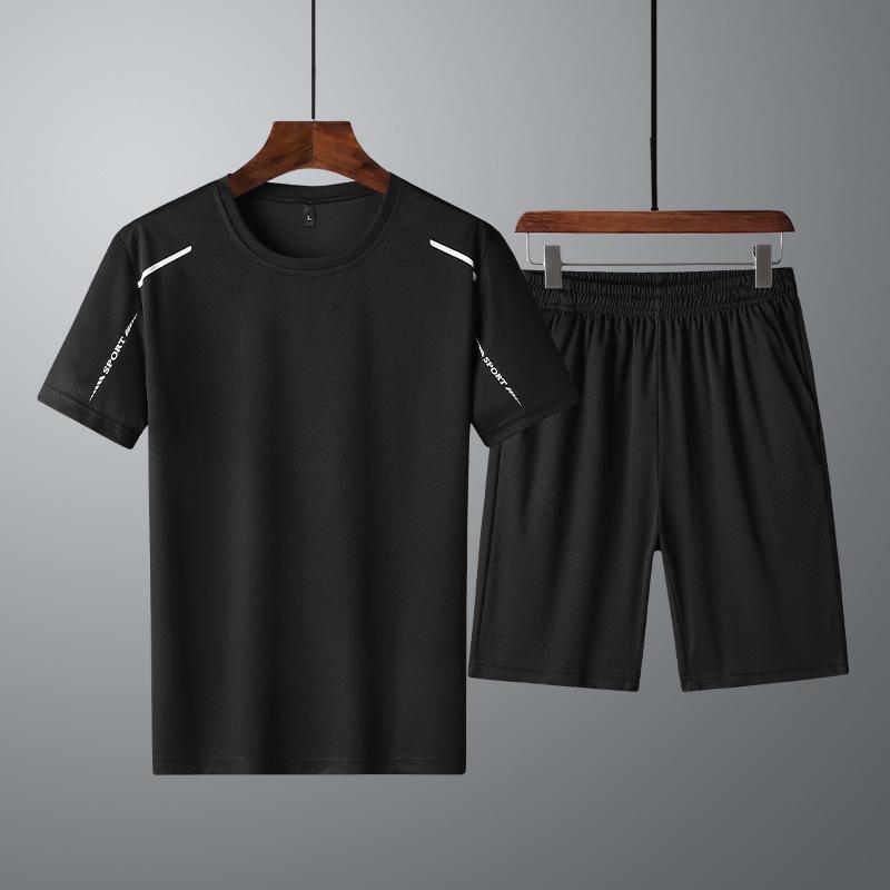 Men's Quick-Dry Ice Silk Round Neck Running Suit: 3-Piece Summer 2024 Bestseller
