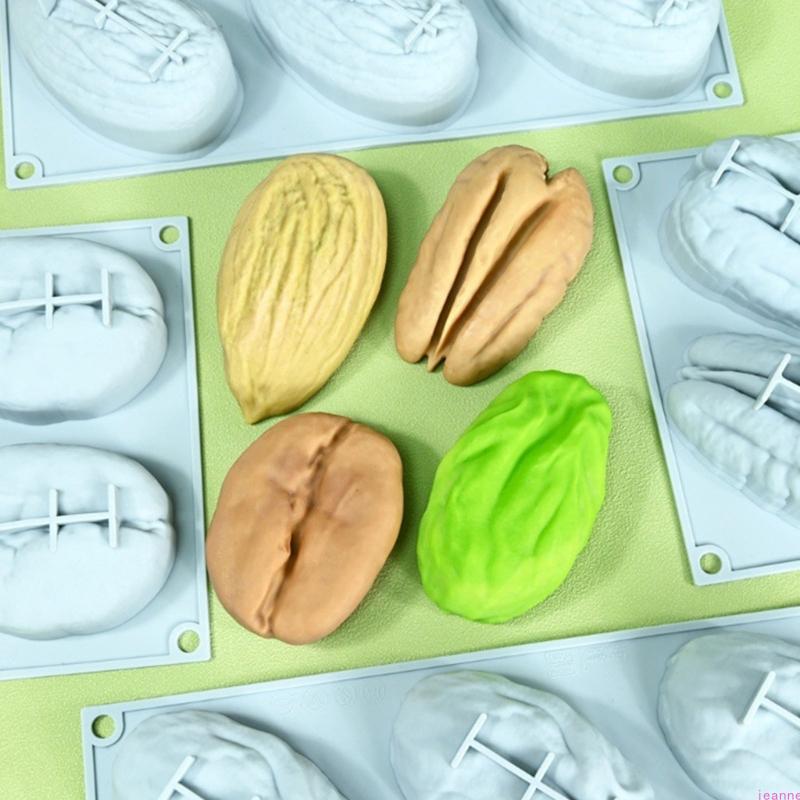 Kreativní silikonové formičky s designem pistácií a pekanových ořechů, ideální pro dorty, čokoládu a mražené pochoutky, kuchyňská forma na pečení