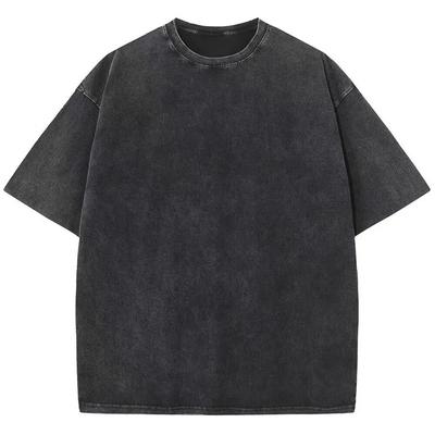 T-shirt Nera Oversize Lavaggio Acido Spalle Cadenti Pesante Streetwear Vintage