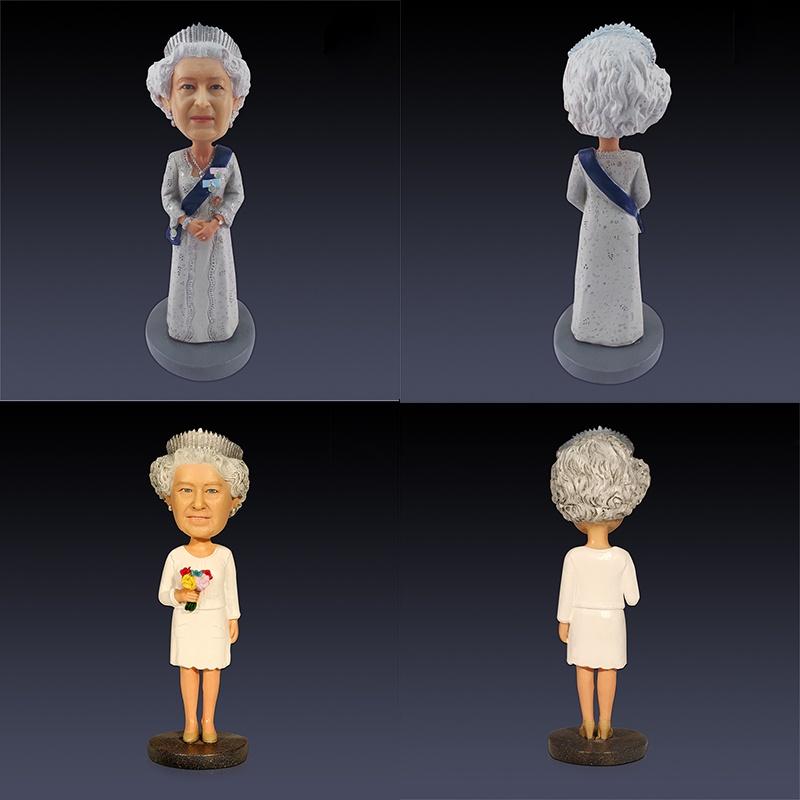 Figurine d'Action Résine Naturelle Jubilé de Platine de la Reine Emballage Carton Peint à la Main Décoration de Bureau