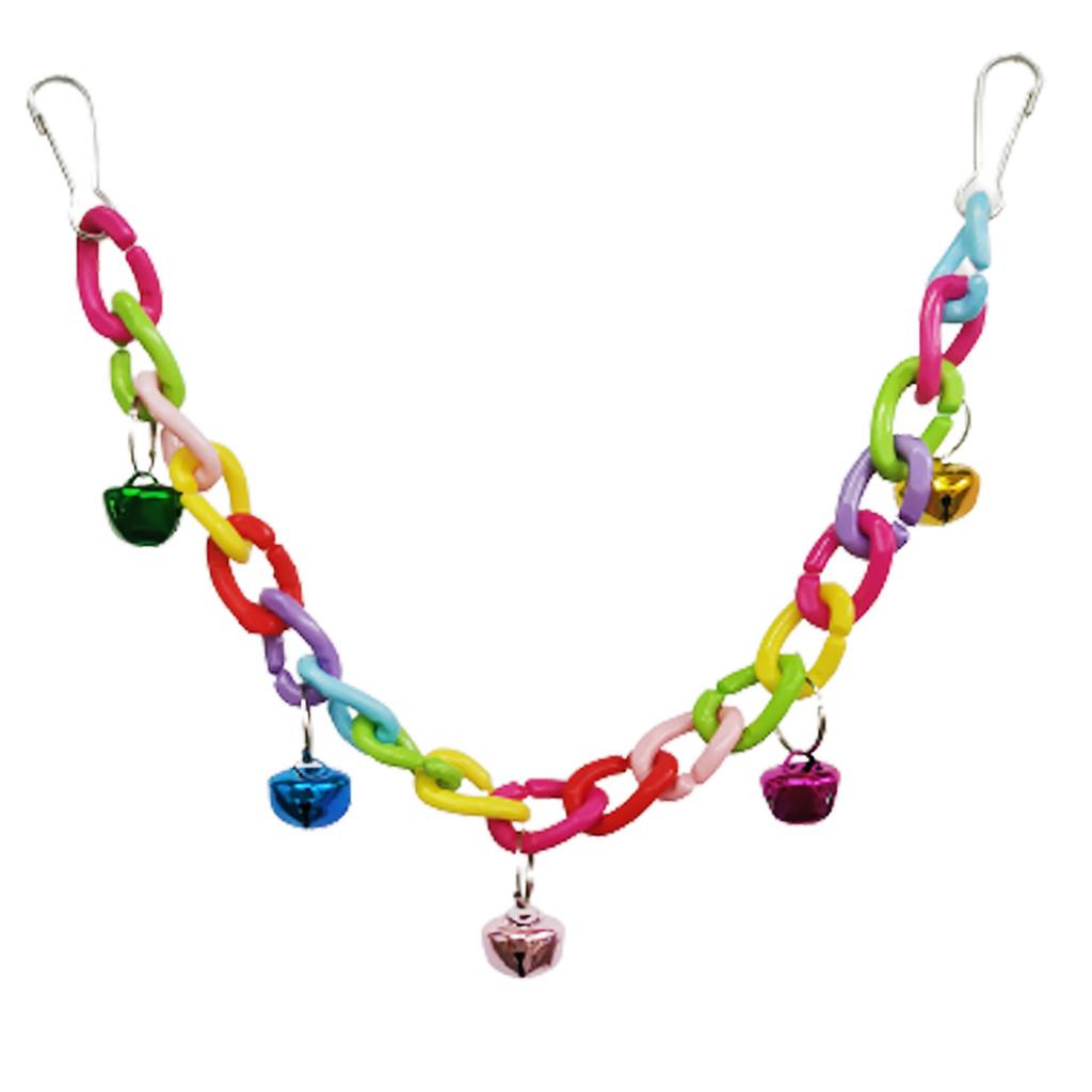 Colorful Hanging Bridge Chewing Toy with Bells for Small Birds - Parrot & Cockatiel Fun Accessory