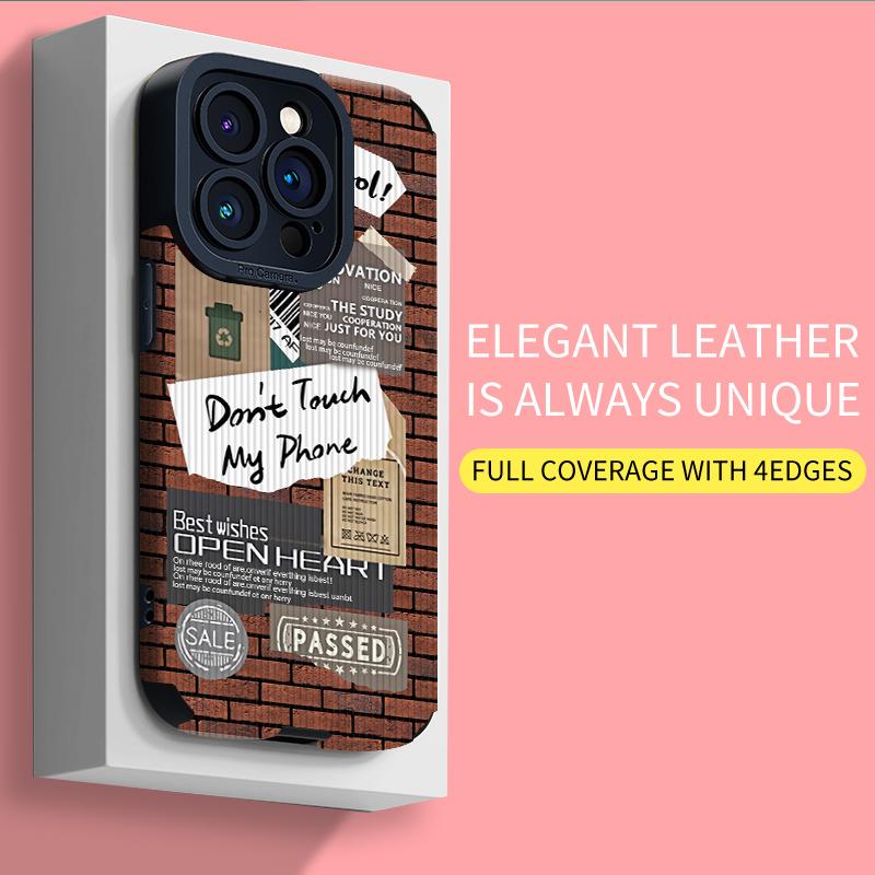 Vertikales Narbenleder-Schale [Fass mein Telefon nicht an] Bedrucktes Cover Gemustertes Weiches Silikon-Case mit Kameraobjektiv Vollschutz für iPhone