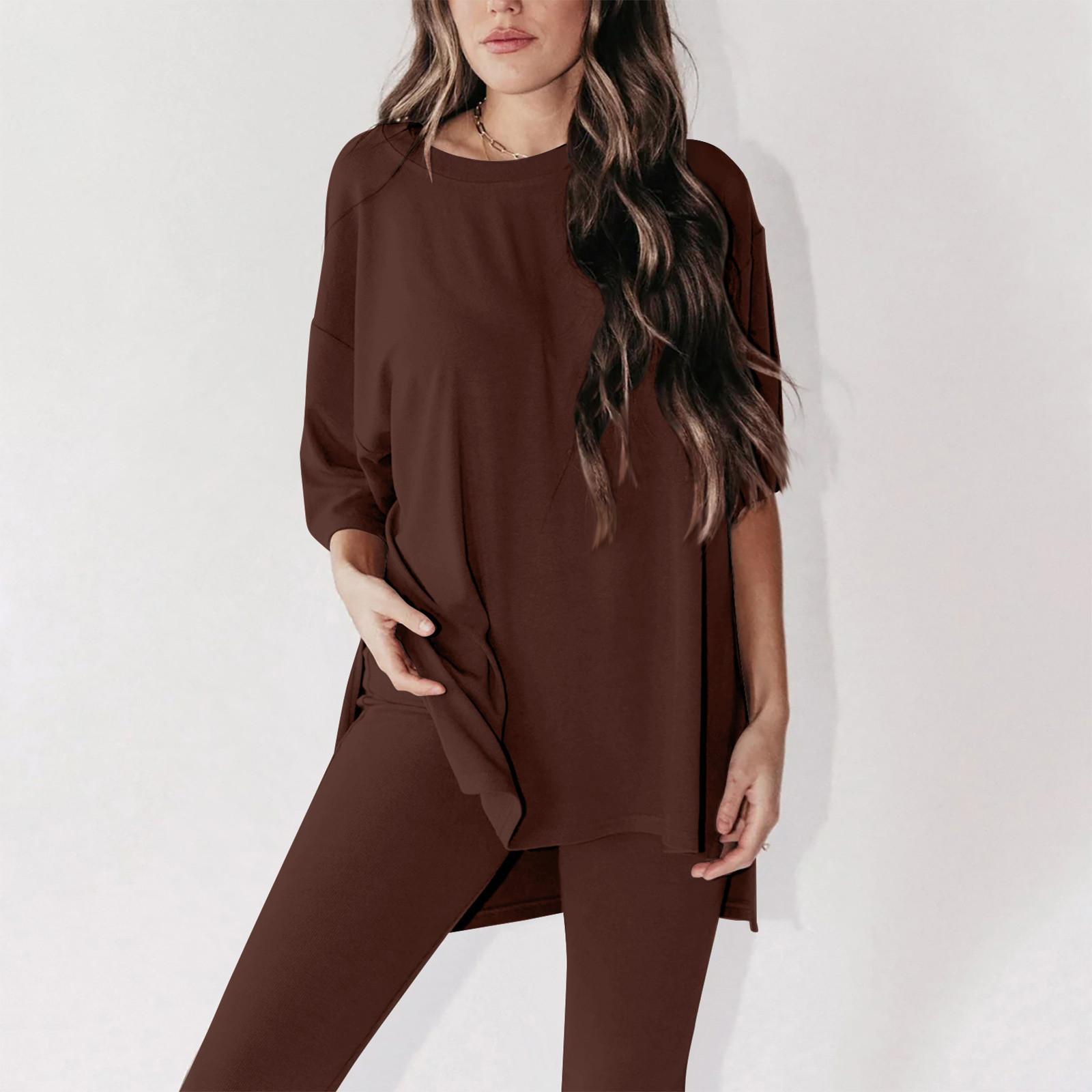 

Жіночі літні 2-компонентні обтягуючі байкерські шорти для йоги з короткими рукавами та запущеними плечима для великого хлопчика та штангою L коричневий