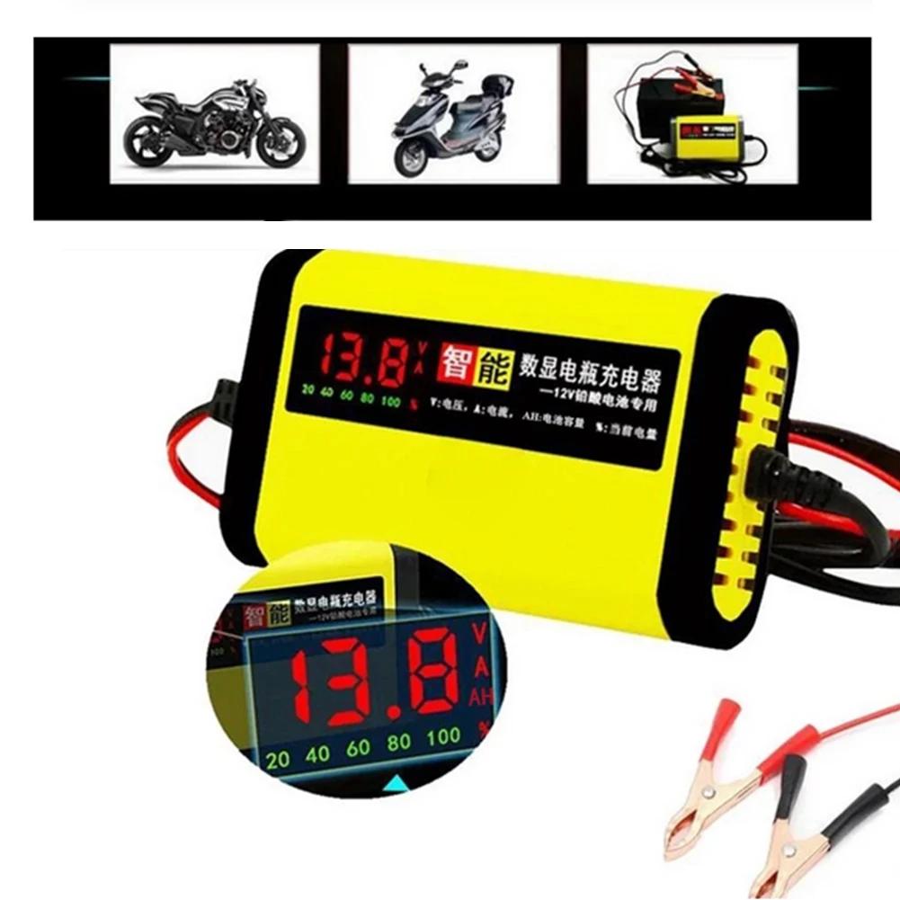 Full Automatic Motorcycle Car Battery Charger 12V 5A Smart Fast Power Charging for AGM GEL Wet Dry Lead Acid Digital LCD Display