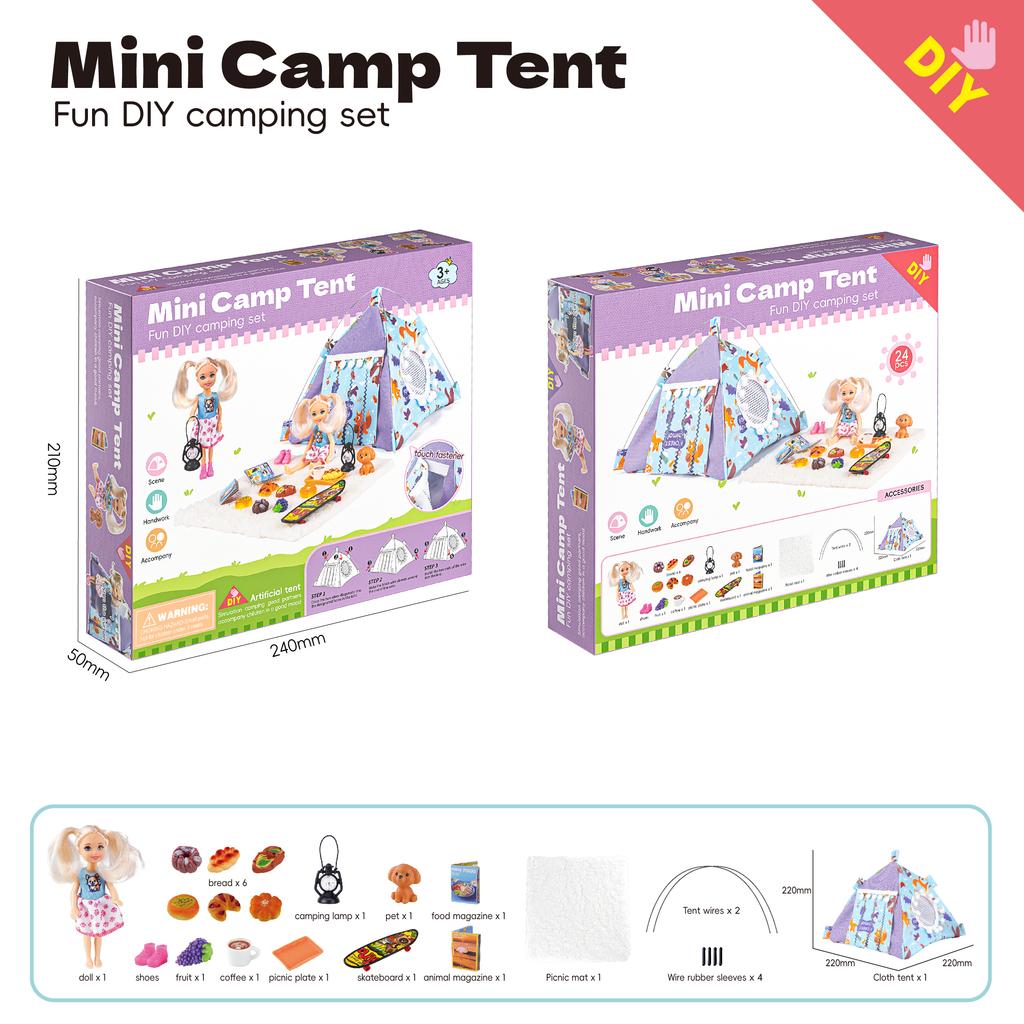Play House Simulated camping Mini Camp Tent Playthings Ideal for Girl Portable Miniature skateboard doll Tent Home interaction Children Game