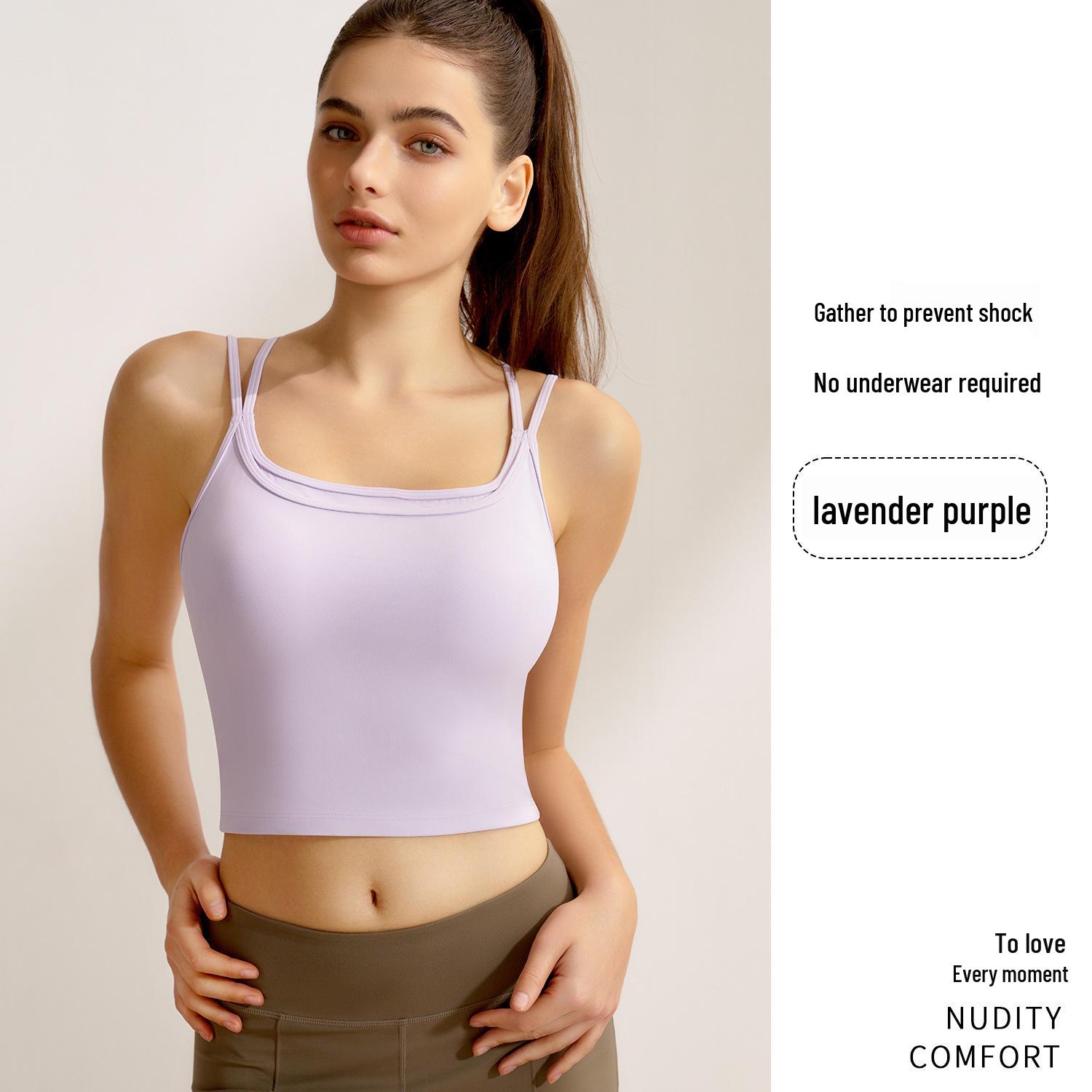 

Women s Fitness Backless Yoga Tank Top with Fixed Cup and Thin Straps - Medium Impact Sports Bra L